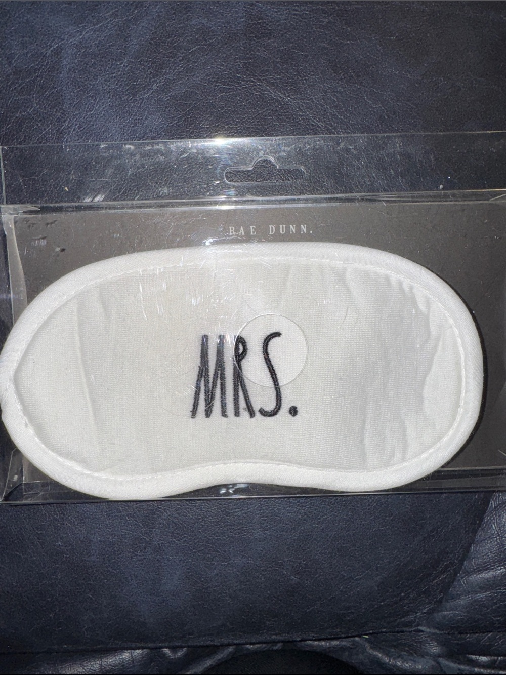 Rae Dunn White Sleep Mask with MRS. Embroidery